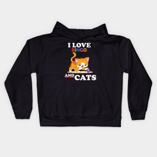 Gambling Cat Lover I Love Bingo And Cats Bingo Player Bingo Kids Hoodie